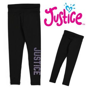 Justice Leggings, Purple & Black - Stretch Fit, Excellent Condition